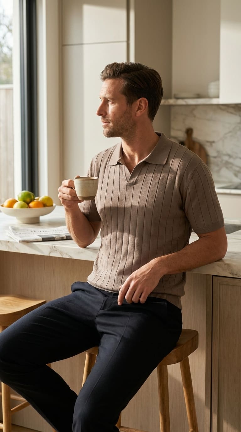 Ribbed Knit Polo alt